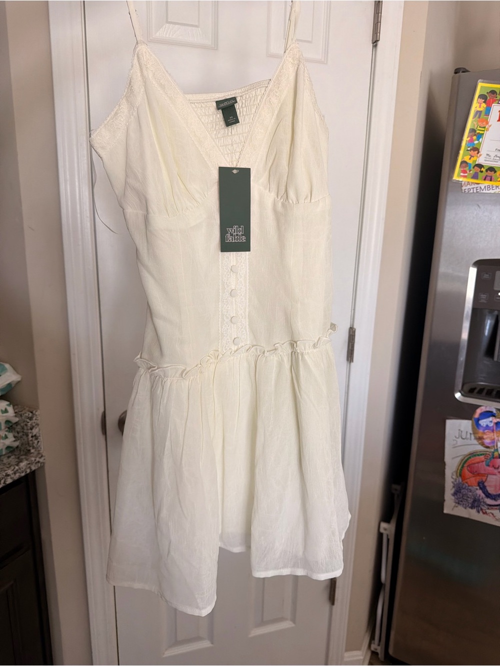 wild fable Cream Spaghetti Strap Mini Dress